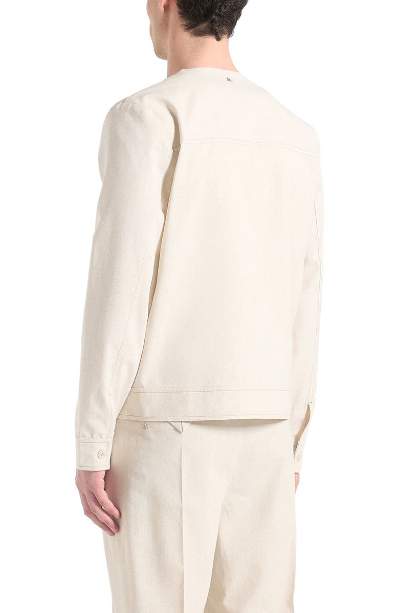 Manière De Voir Alain Linen Cardigan with Contrast Placket, Alternate, color, Natural