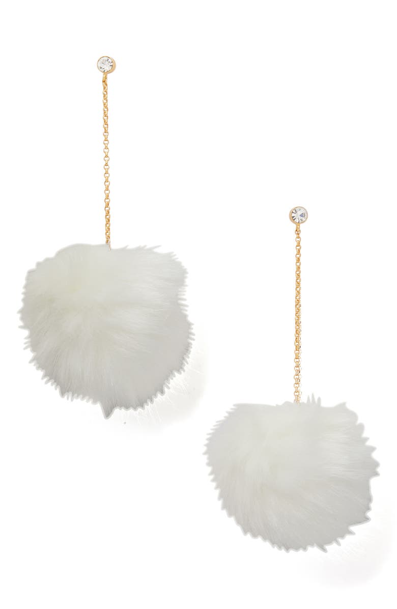 Kate Spade New York want it faux fur drop earrings, Main, color, 