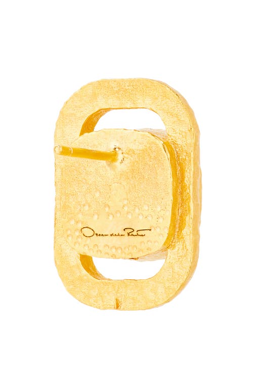 Oscar De La Renta Rectangle Crystal Stud Earrings In Gold