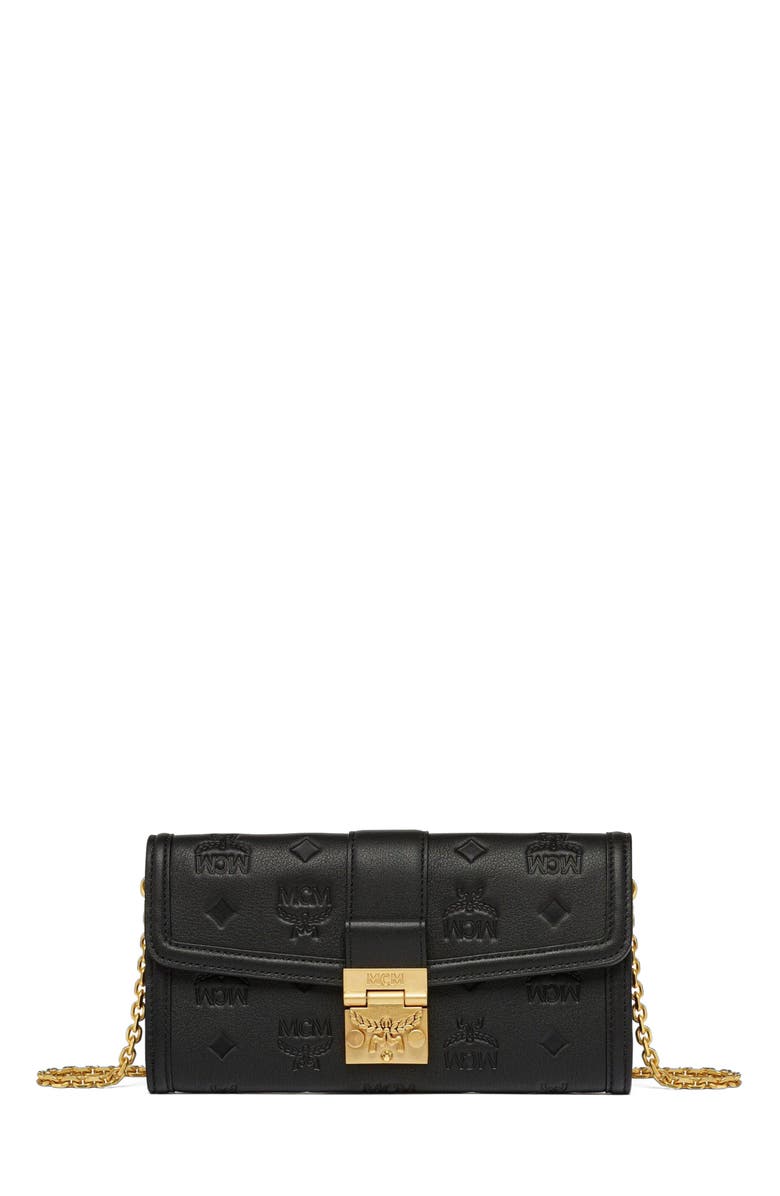 MCM Tracy Chain Wallet in Embossed Monogram Leather, Main, color, 