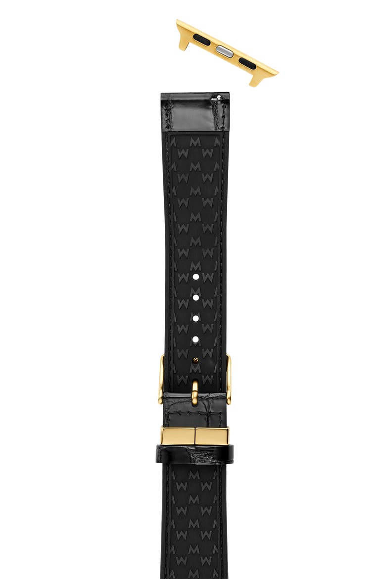 Croc Embossed Leather 20mm Apple Watch® Watchband (Nordstrom Exclusive), Alternate, color, BLACK GOLD