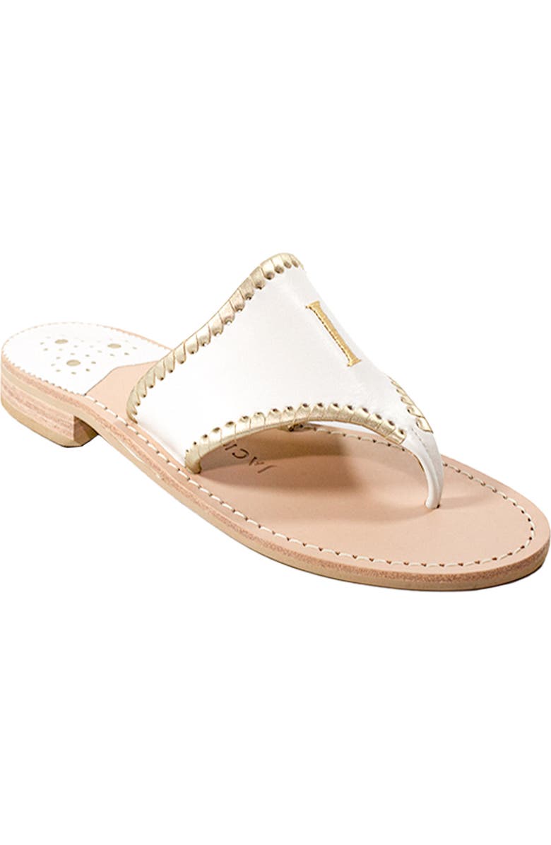 Jack Rogers Embroidered I Do Thong Sandal, Alternate, color, White/Platinum/Plati