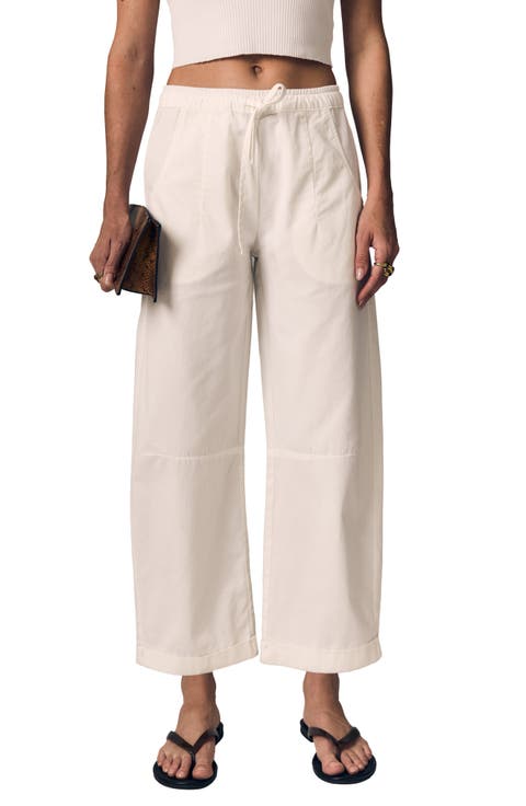 Mara Wide Leg Cotton Sateen Drawstring Pants
