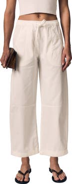 LE JEAN Mara Wide Leg Cotton Sateen Drawstring Pants
