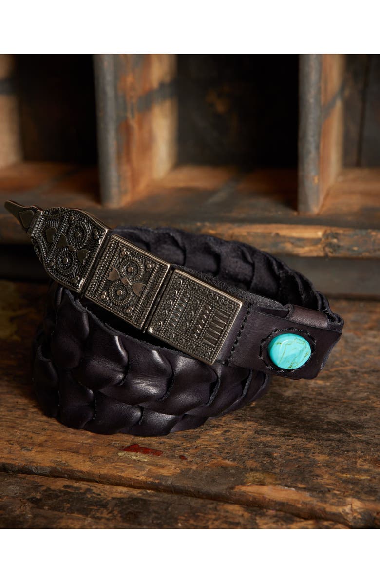 Fortela Tess Woven Leather Belt, Alternate, color, Black