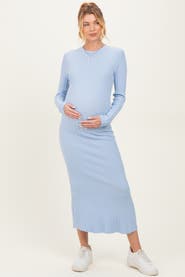 PinkBlush Ribbed Knit Fitted Midi Sweater Dress