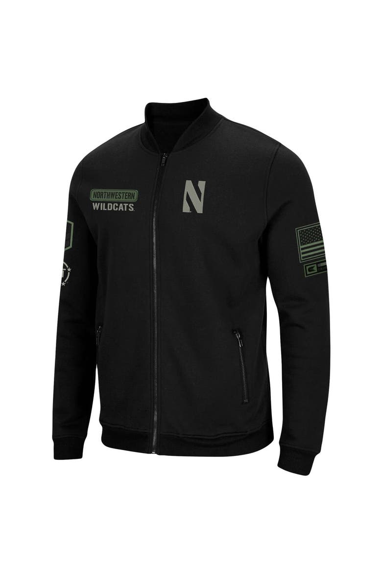 Men's Colosseum Black Northwestern Wildcats OHT Military Appreciation High-Speed Bomber Full-Zip Jacket, Alternate, color, Black