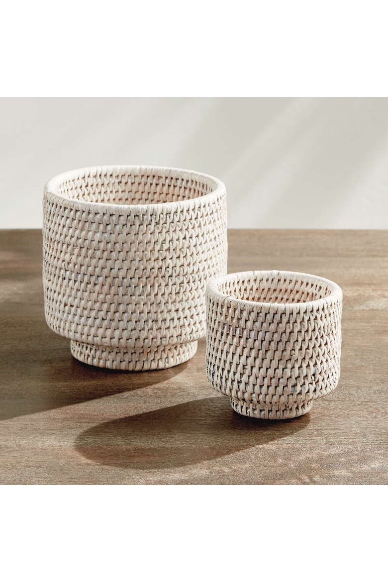 BURMA RATTAN CACHEPOTS SMALL Set of 2, Alternate, color, White