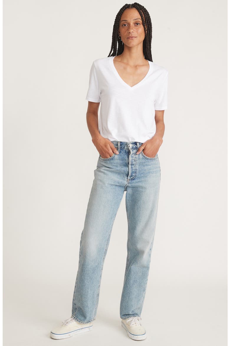 Boyfriend V-Neck T-Shirt, Alternate, color, WHITE