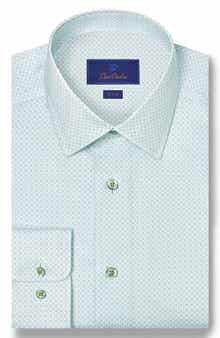 Trim Fit Geometric Print Cotton Dobby Dress Shirt