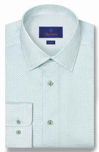 Trim Fit Geometric Print Cotton Dobby Dress Shirt