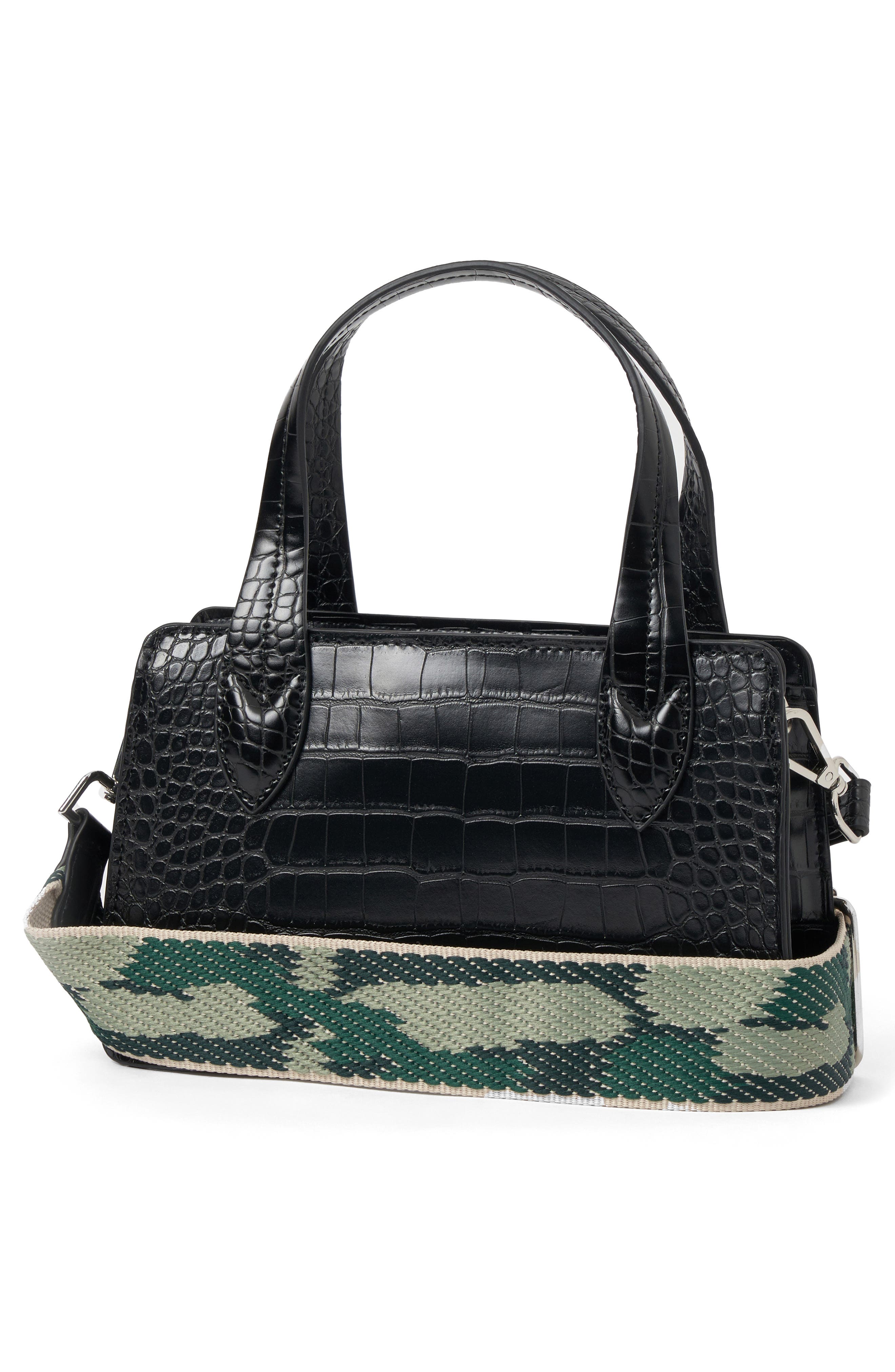 Urban Originals August Croc Embossed Vegan Leather Crossbody Bag, Alternate, color, Black