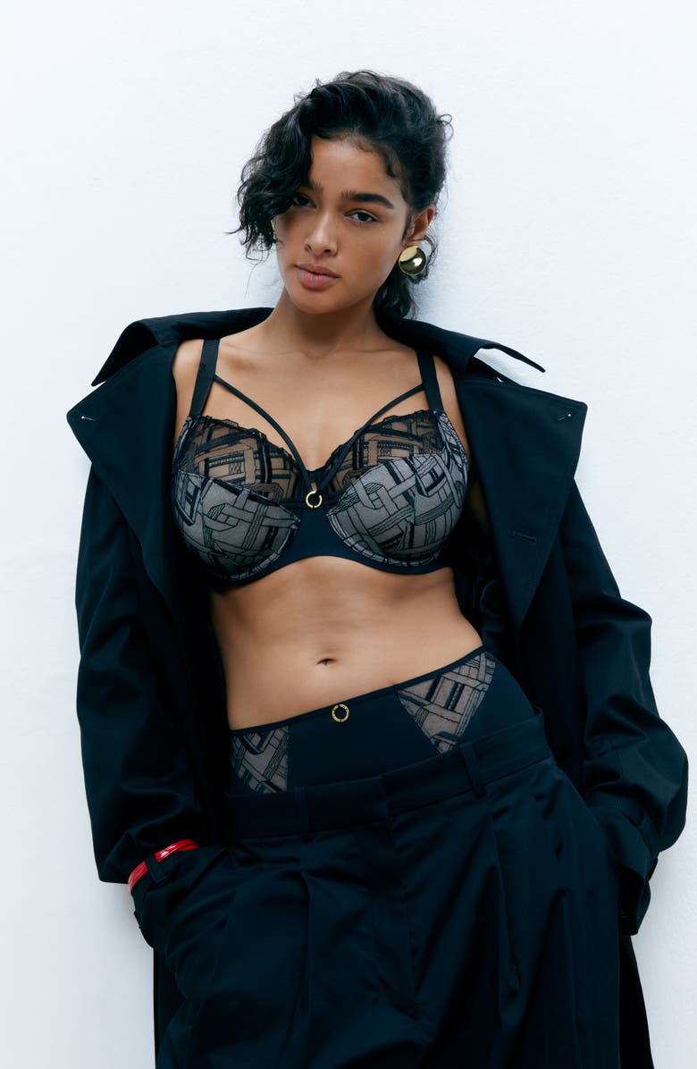 Chantelle Lingerie Graphic Support Lace Underwire Full Coverage Bra, Alternate, color, Black-11