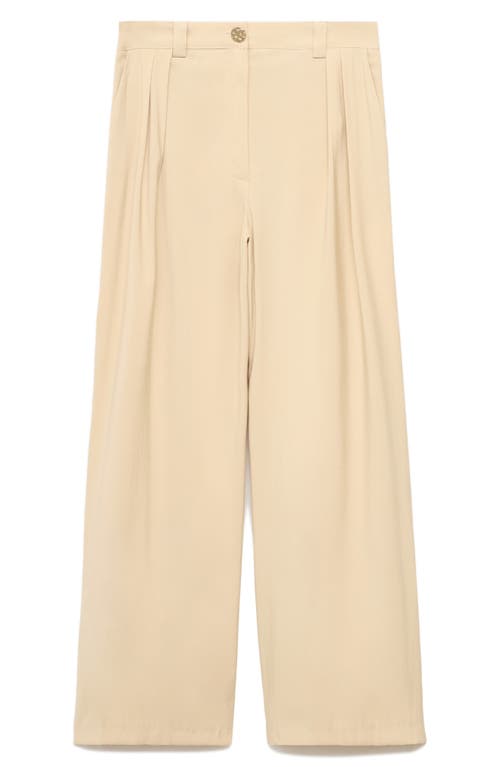 Mango Pleated Straight Leg Ankle Pants In Neutral