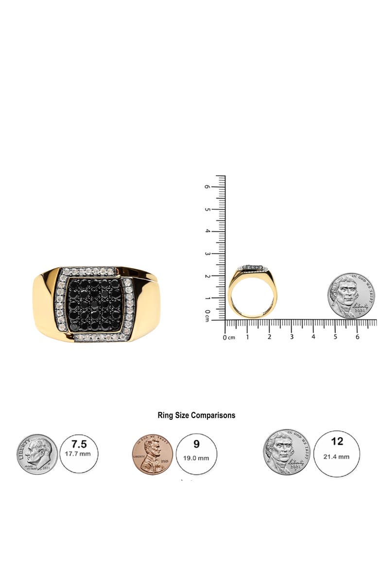 Haus of Brilliance Men's 10K Yellow Gold 1.00 Cttw Cushion Cluster Black and White Diamond Statement Ring, Alternate, color, Yellow