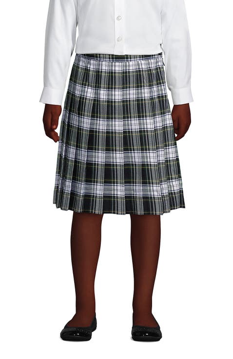 School Uniform Girls Plaid Pleated Skirt Below the Knee