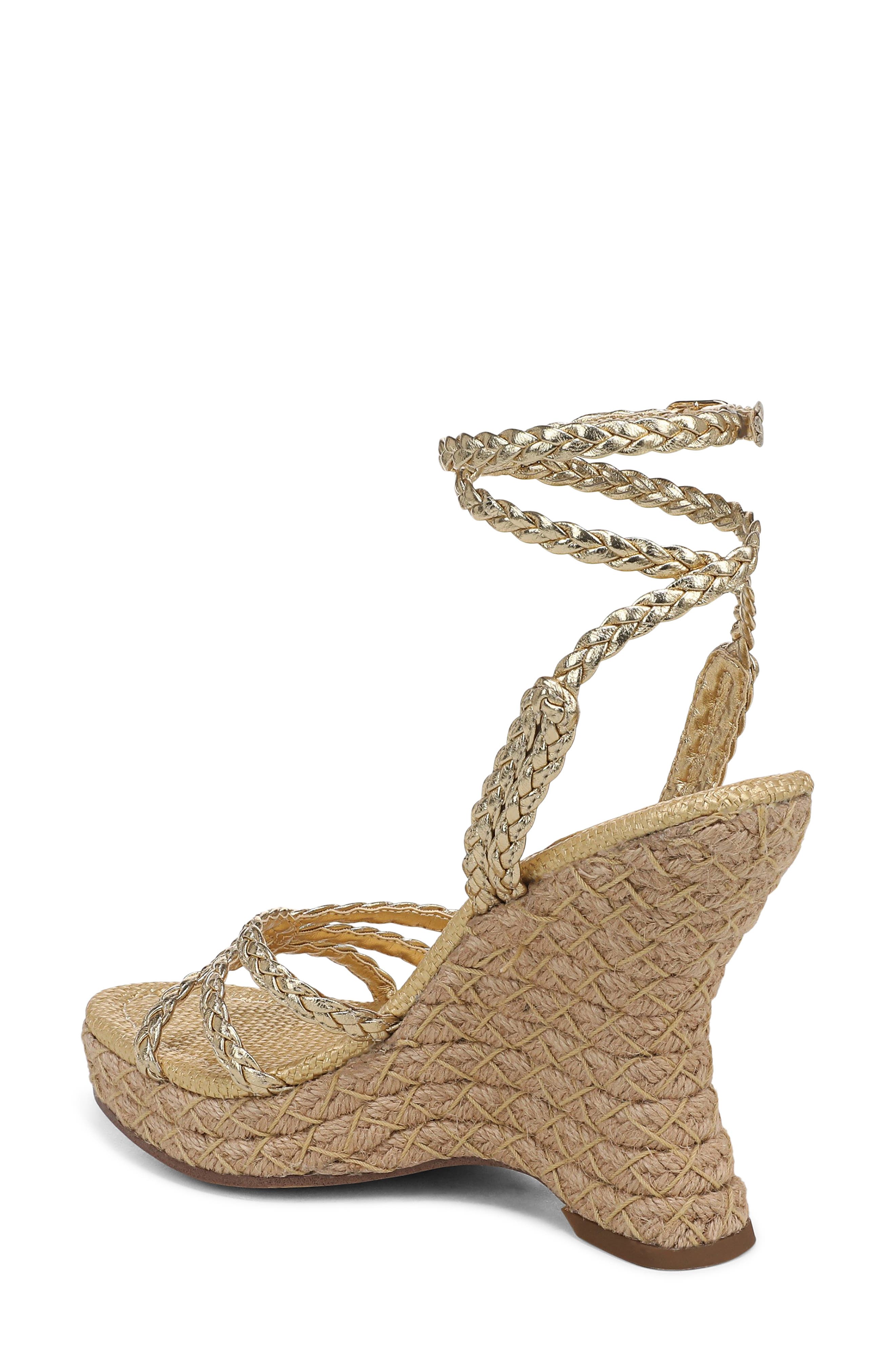 Mindie Espadrille Ankle Strap Platform Wedge Sandal, Alternate, color, AMBER GOLD