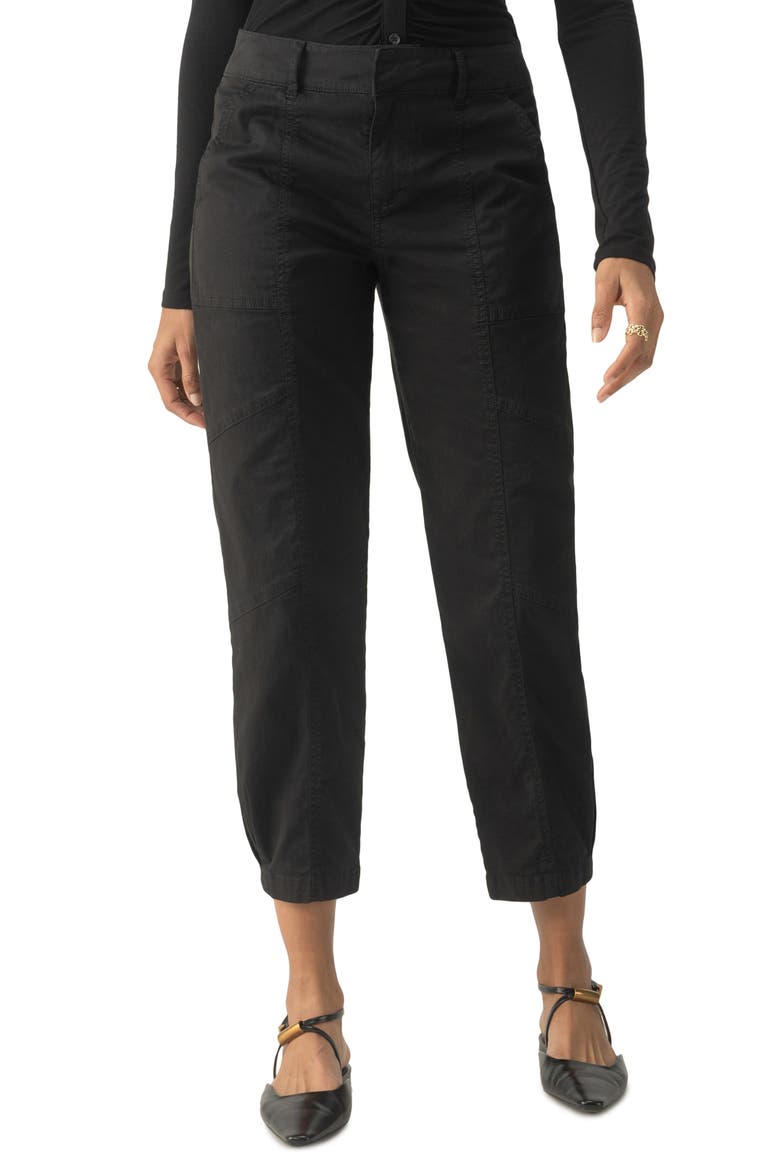 Sahara Tapered Stretch Cotton Utility Pants, Main, color, BLACK