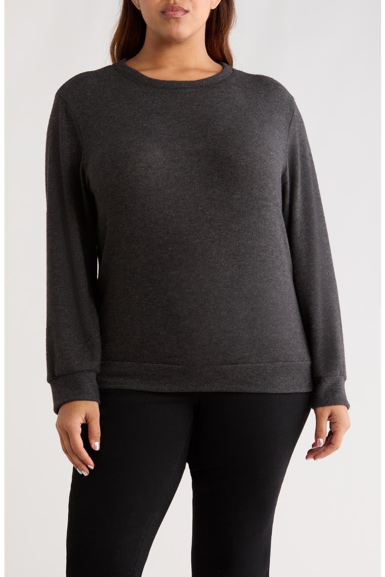 Hacci Knit Crewneck Top, Main, color, CHARCOAL