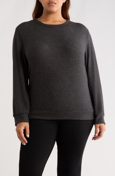 Hacci Knit Crewneck Top (Plus)