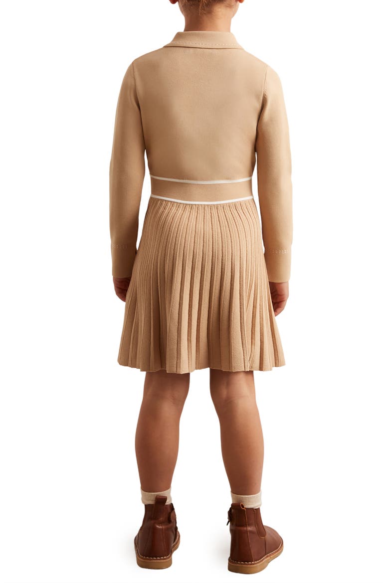 Kids' Sapna Pleated Sweater Shirtdress, Alternate, color, CAMEL