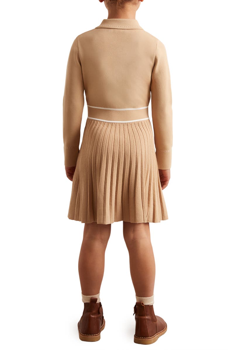 Reiss Kids' Sapna Pleated Sweater Shirtdress, Alternate, color, Camel