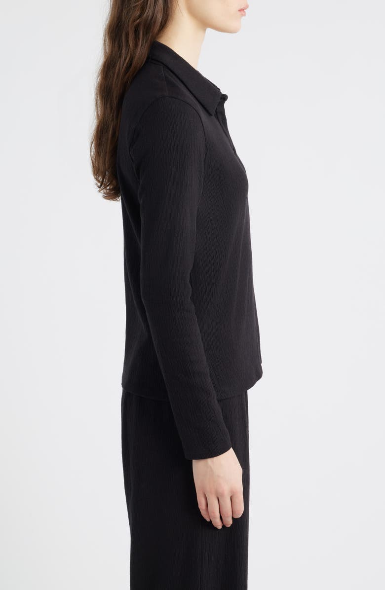 Eileen Fisher Slim Textured Henley, Alternate, color, Black