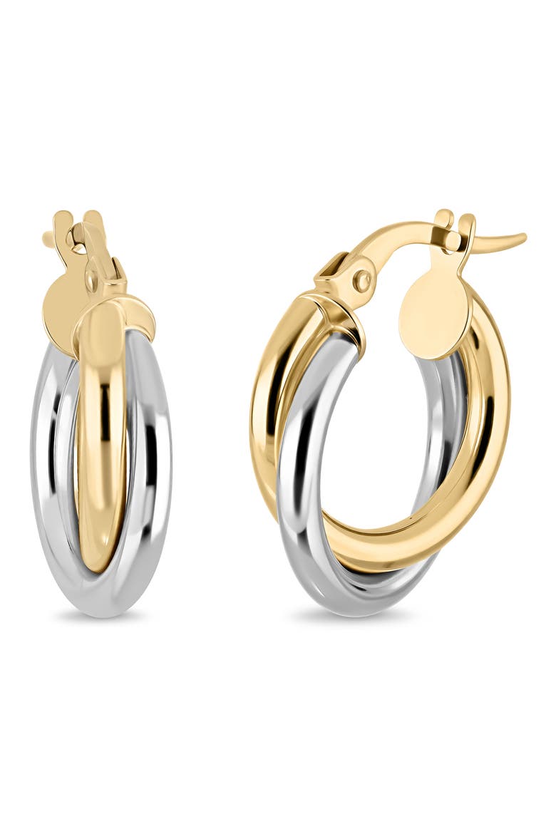 14K Gold Two-Tone Double Hoop Earrings, Main, color, 14K TWO TONE