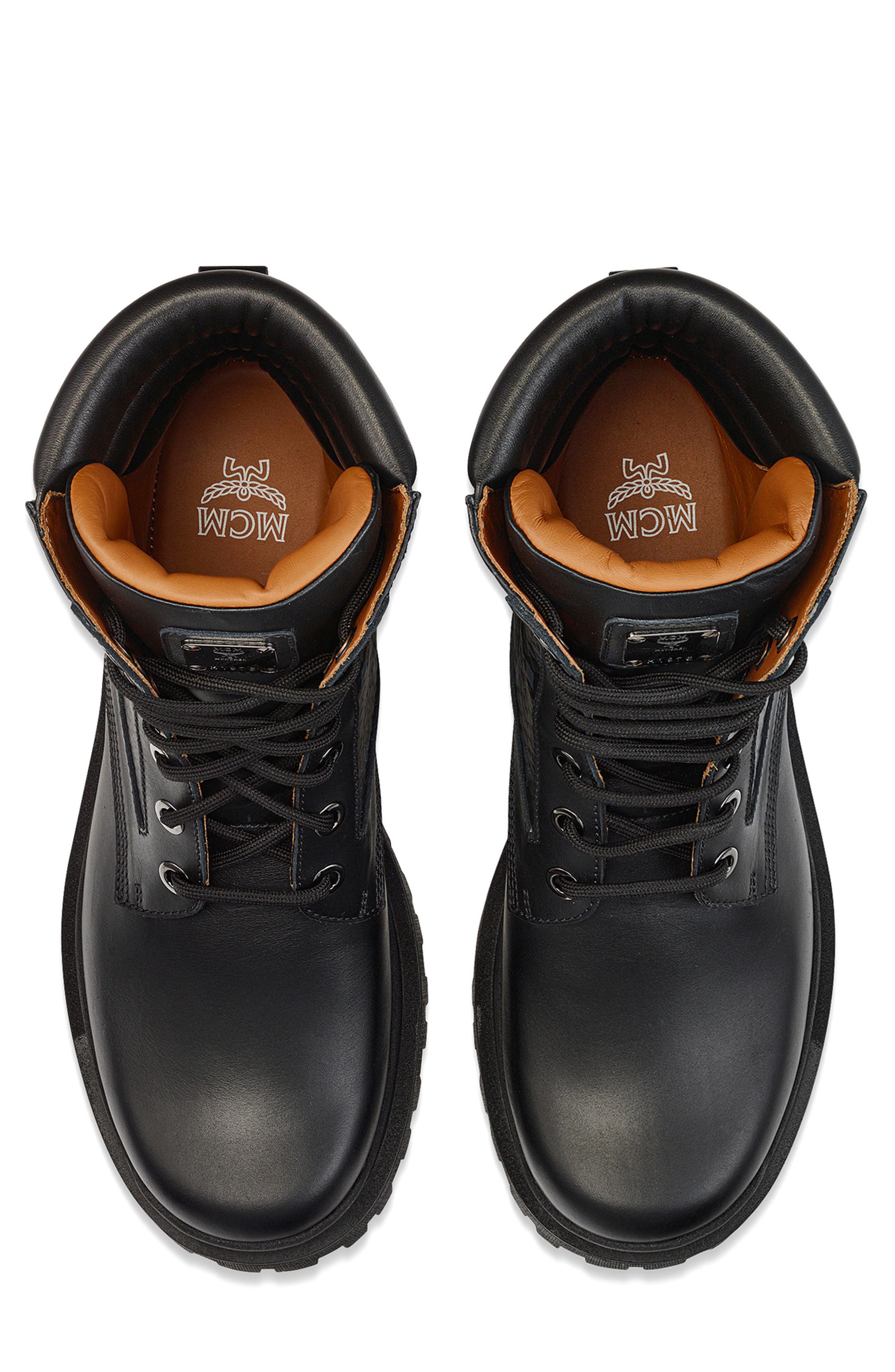 MCM Visetos Monogram Combat Boot, Alternate, color, 