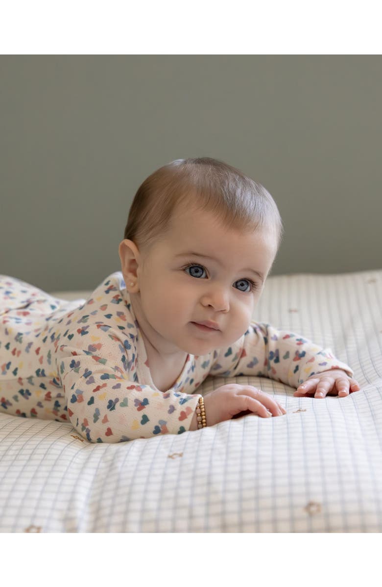 MiniMoi Candied Hearts Pointelle Footie, Alternate, color, Multi Color Print