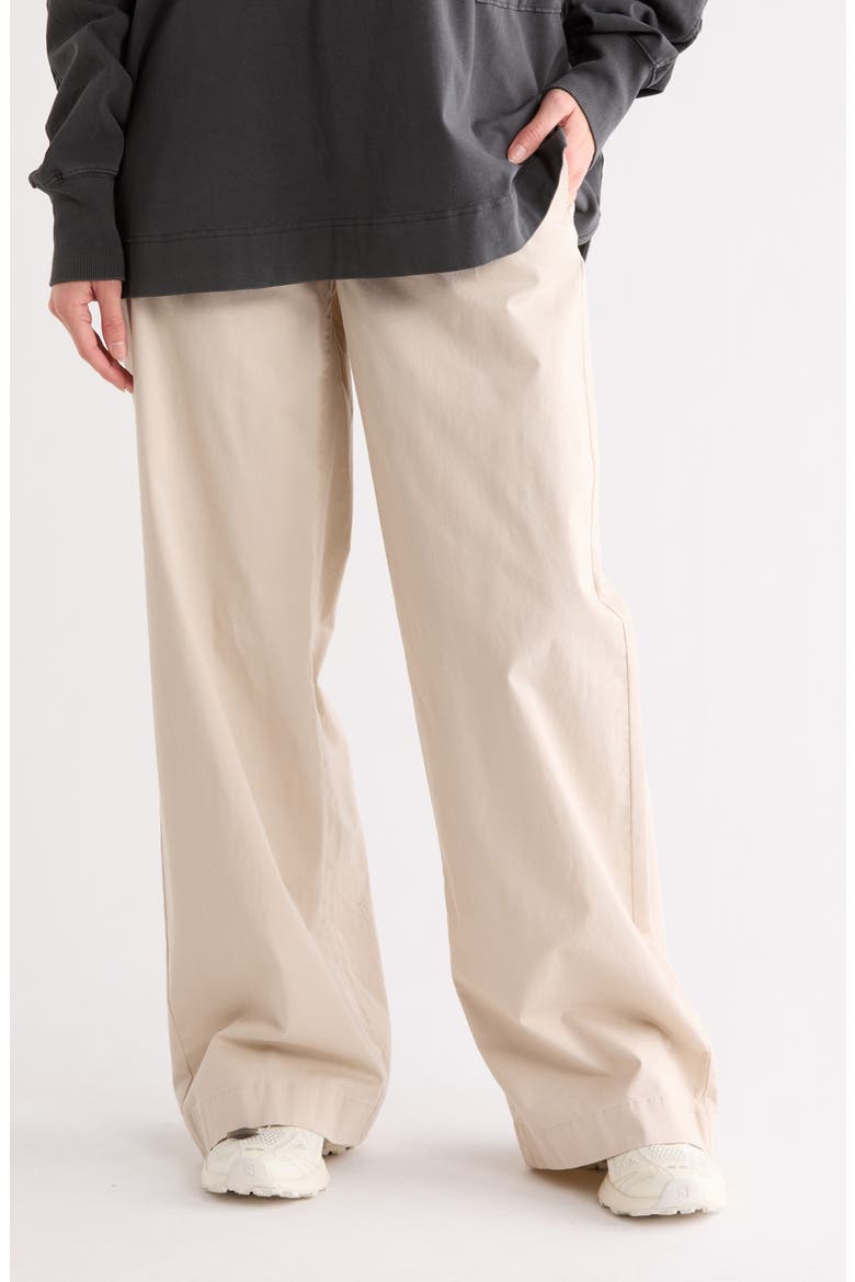 Washed Cotton Wide Leg Pants, Main, color, COBBLESTONE