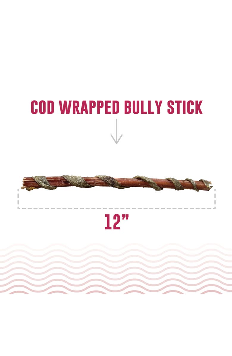 ICELANDIC+ Fish Sticks - Bully Stick Wrapped In Cod Skin 3 Pack, 12" Dog Treats, Alternate, color, Multicolored
