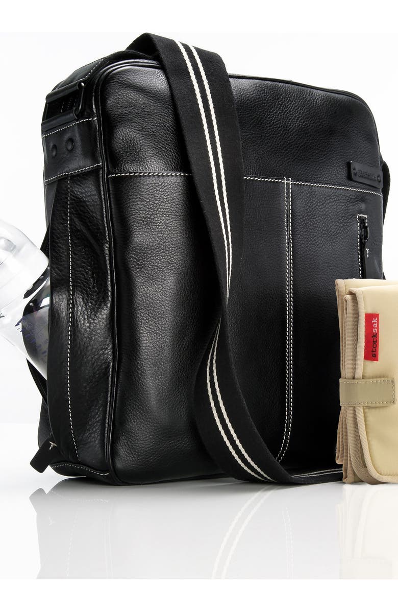 Storksak 'Jamie' Leather Diaper Bag, Alternate, color,