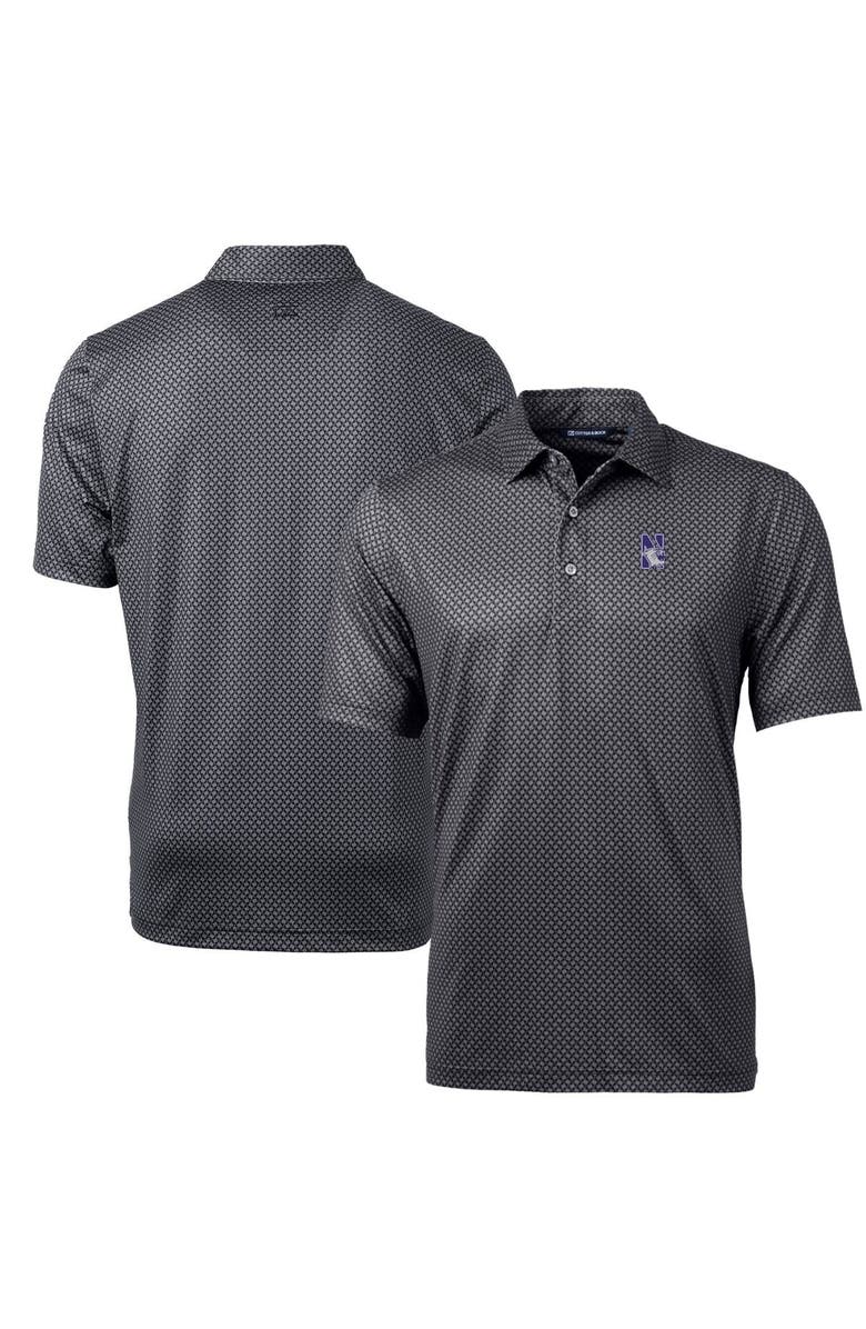 Cutter & Buck Men's Cutter & Buck Black Northwestern Wildcats Pike Banner Print Polo, Main, color, 