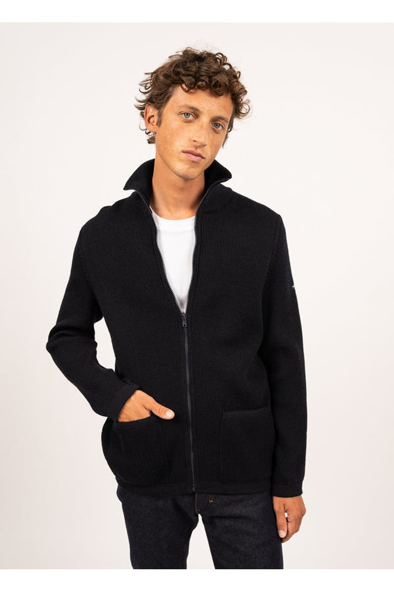 QUIBERON - High Collar Knit Jacket, Main, color, Navy