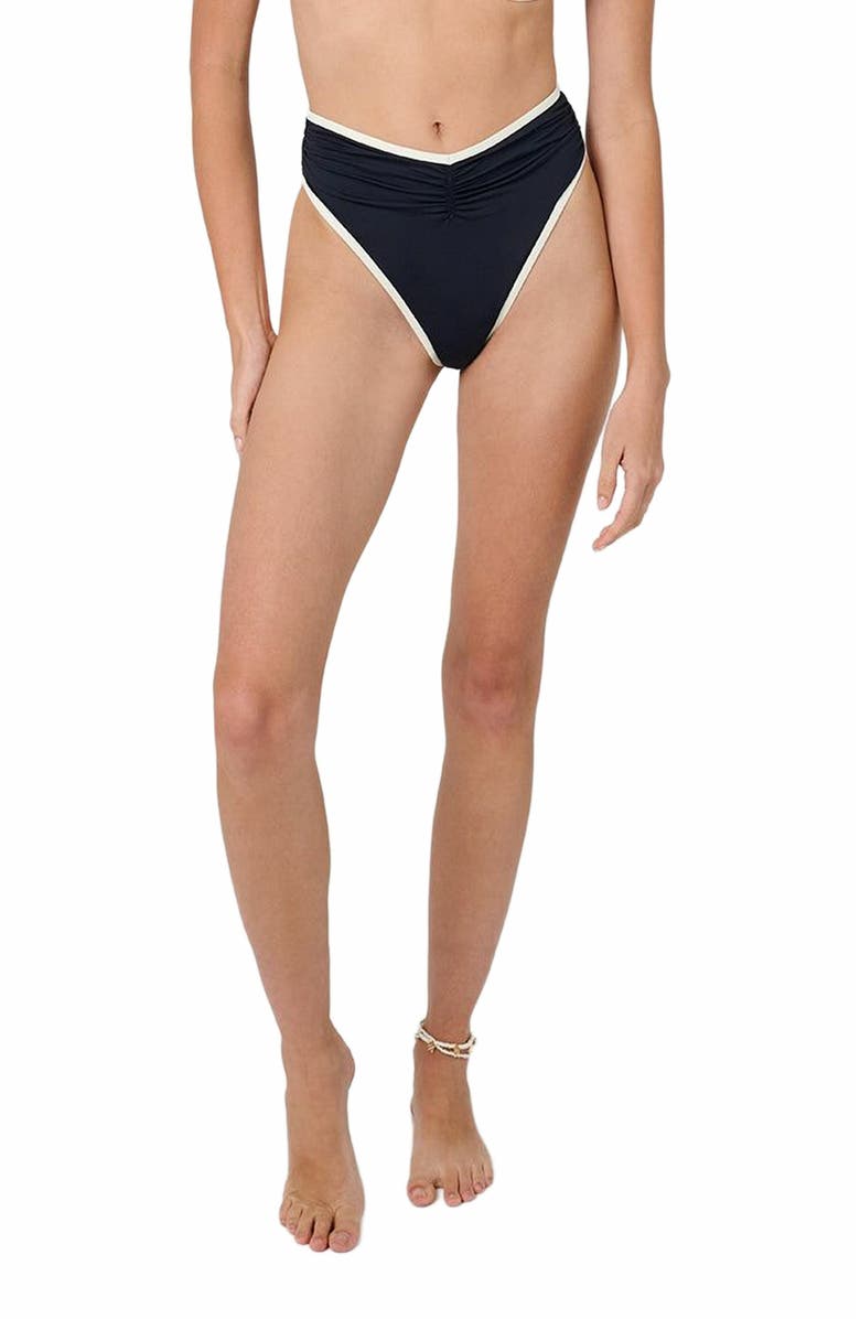 WeWoreWhat High Rise Ruched Bottom, Alternate, color, Dk Navy/Offwh