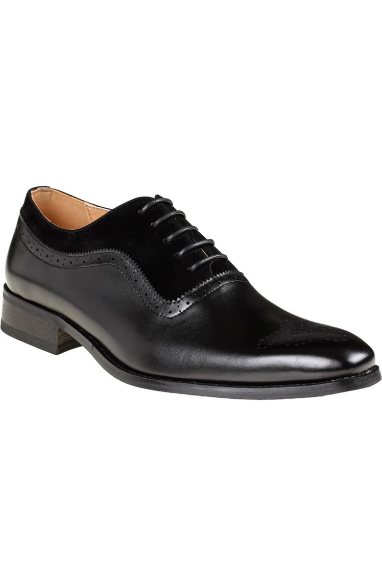Gino Vitale Wingtip Oxford, Main, color, Black/ Black