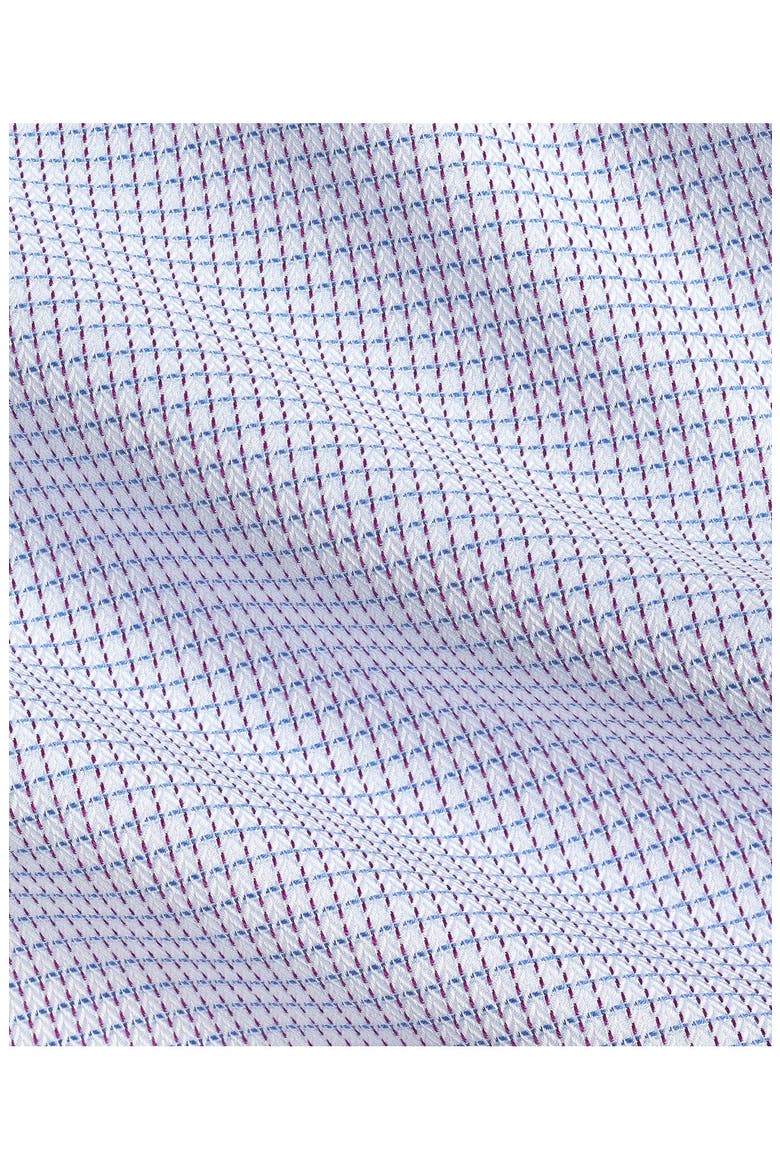 Trim Fit Microcheck Cotton Dress Shirt, Alternate, color, WHITE/ BERRY