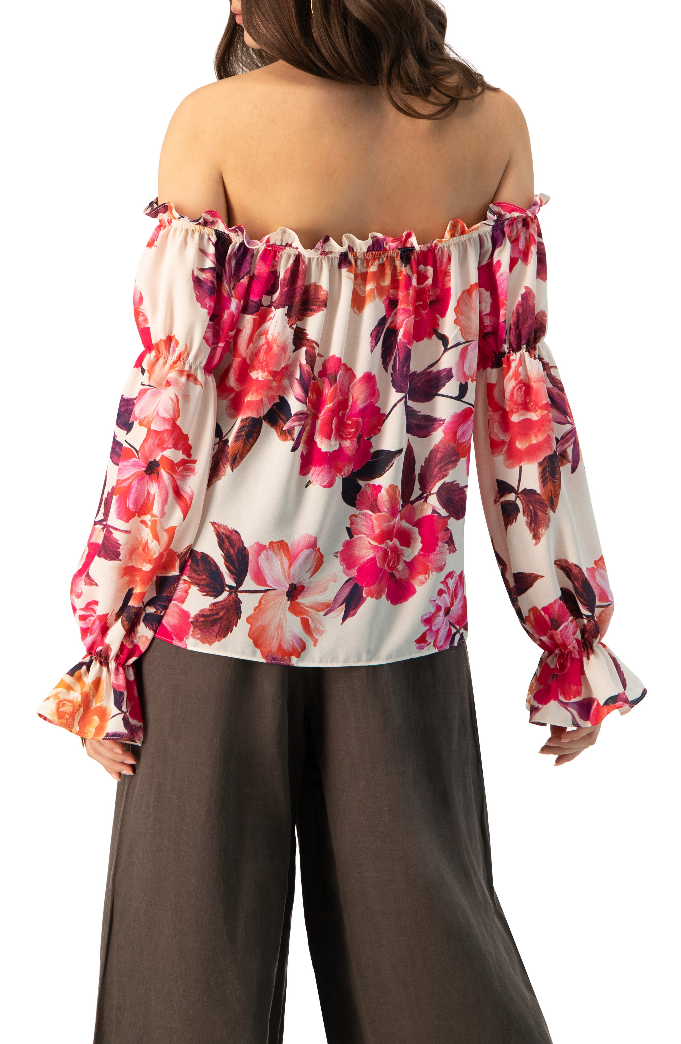 Off-Shoulder Long Sleeve Printed Blouse - image 2