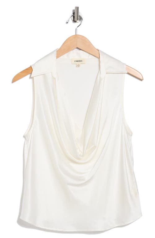 L Agence L'agence Colter Sleeveless Cowl Neck Satin Top In White