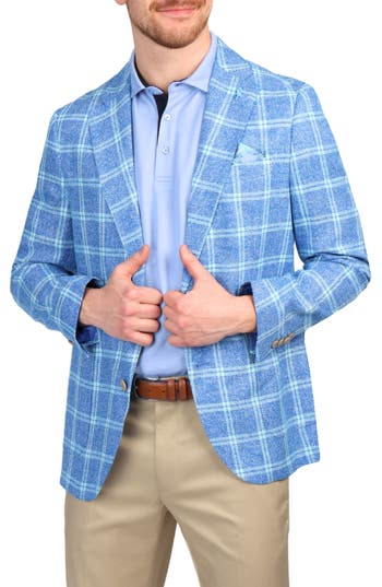 Tailorbyrd Textured Yarn Dye Windowpane Sport Coat In Royal