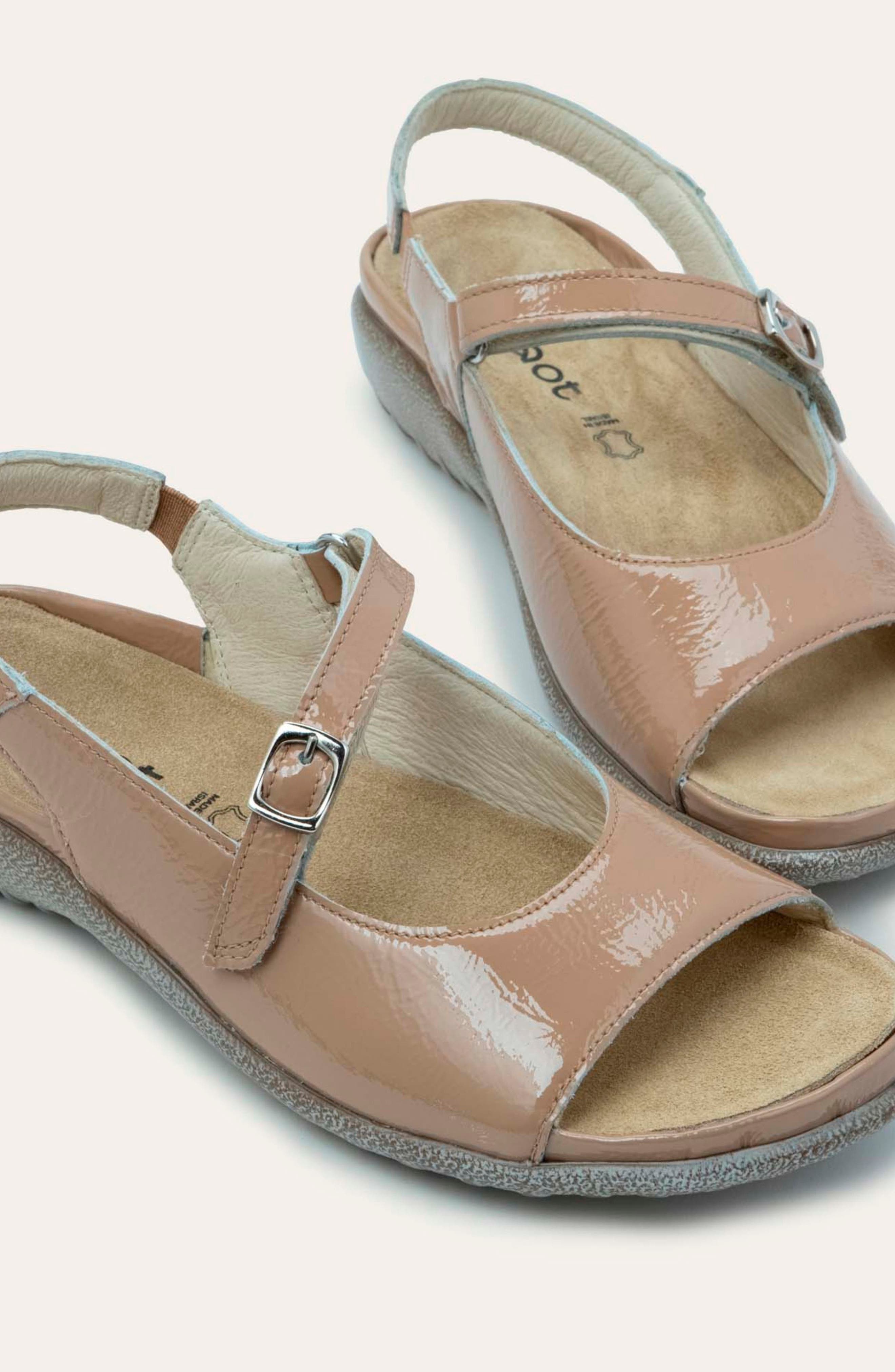 Naot Toka Slingback Sandal, Alternate, color, Camel Crinkle Patent Leather