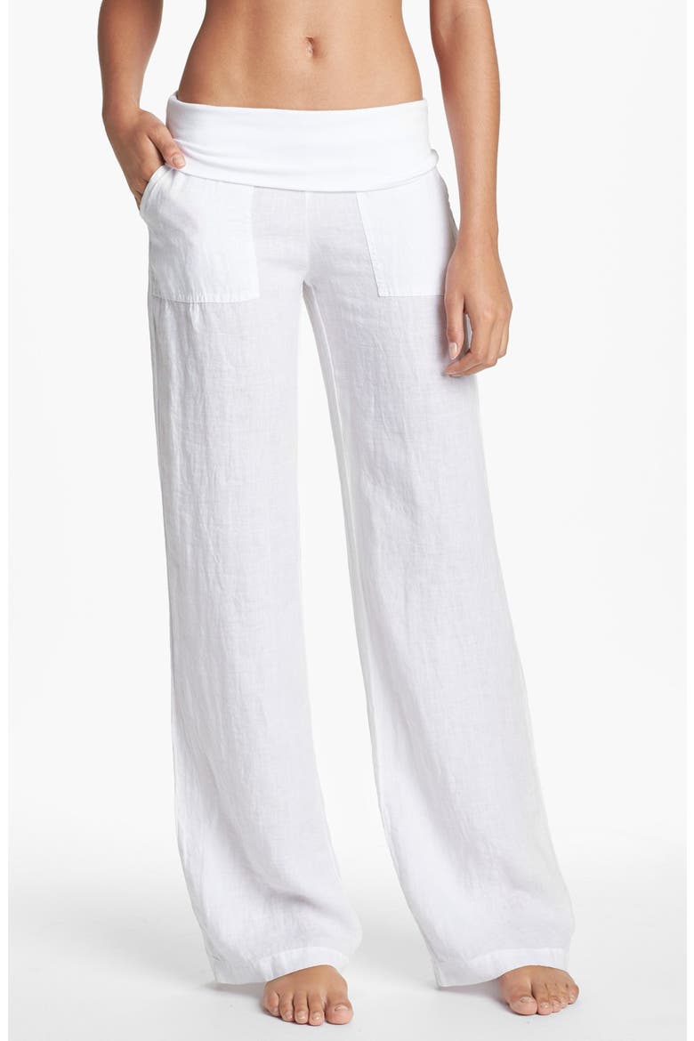 Wide Leg Linen Pants, Main, color, WHITE