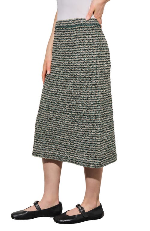 Ming Wang Tweed Knit Midi Pencil Skirt In Green