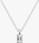 SEREIA OFFICIAL 14K Gold 0.25 ct Lab Grown Emerald Cut Diamond Pendant with Prong