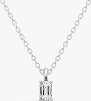 SEREIA OFFICIAL 14K Gold 0.25 ct Lab Grown Emerald Cut Diamond Pendant with Prong
