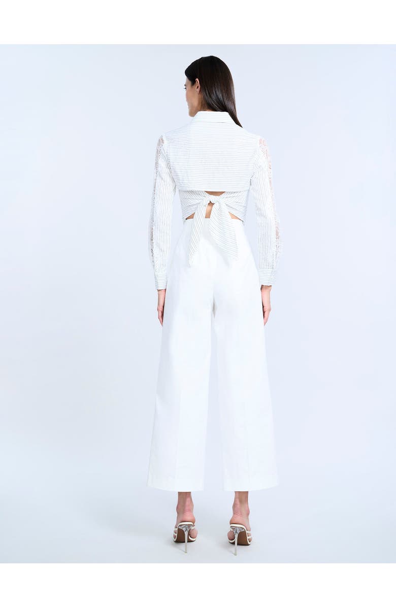 BCBGMAXAZRIA Lace Stripe Tie Back Top, Alternate, color, Chalk