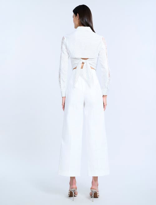 Bcbg Lace Stripe Tie Back Top In White