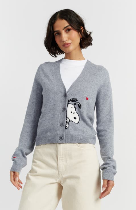 Wool Cashmere Snoopy Peek Cardigan
