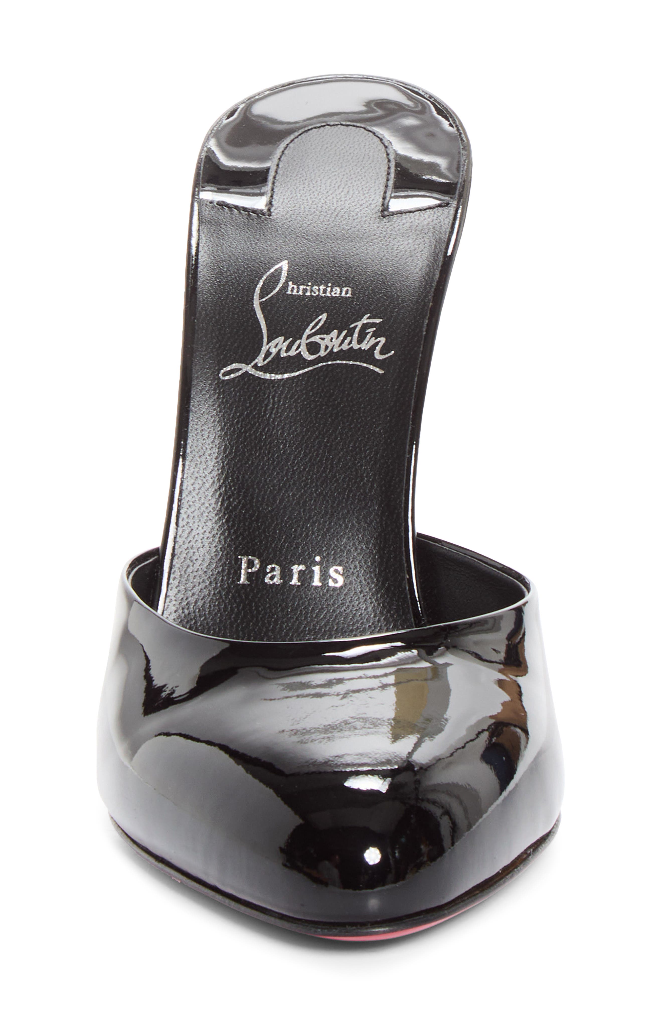 Dolly Patent Leather Heeled Mule, Alternate, color, B439 BLACK/ LIN BLACK